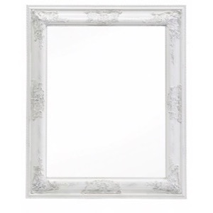 Hvidt spejl facetslebet let barok 52x62cm - Se Hvide Spejle